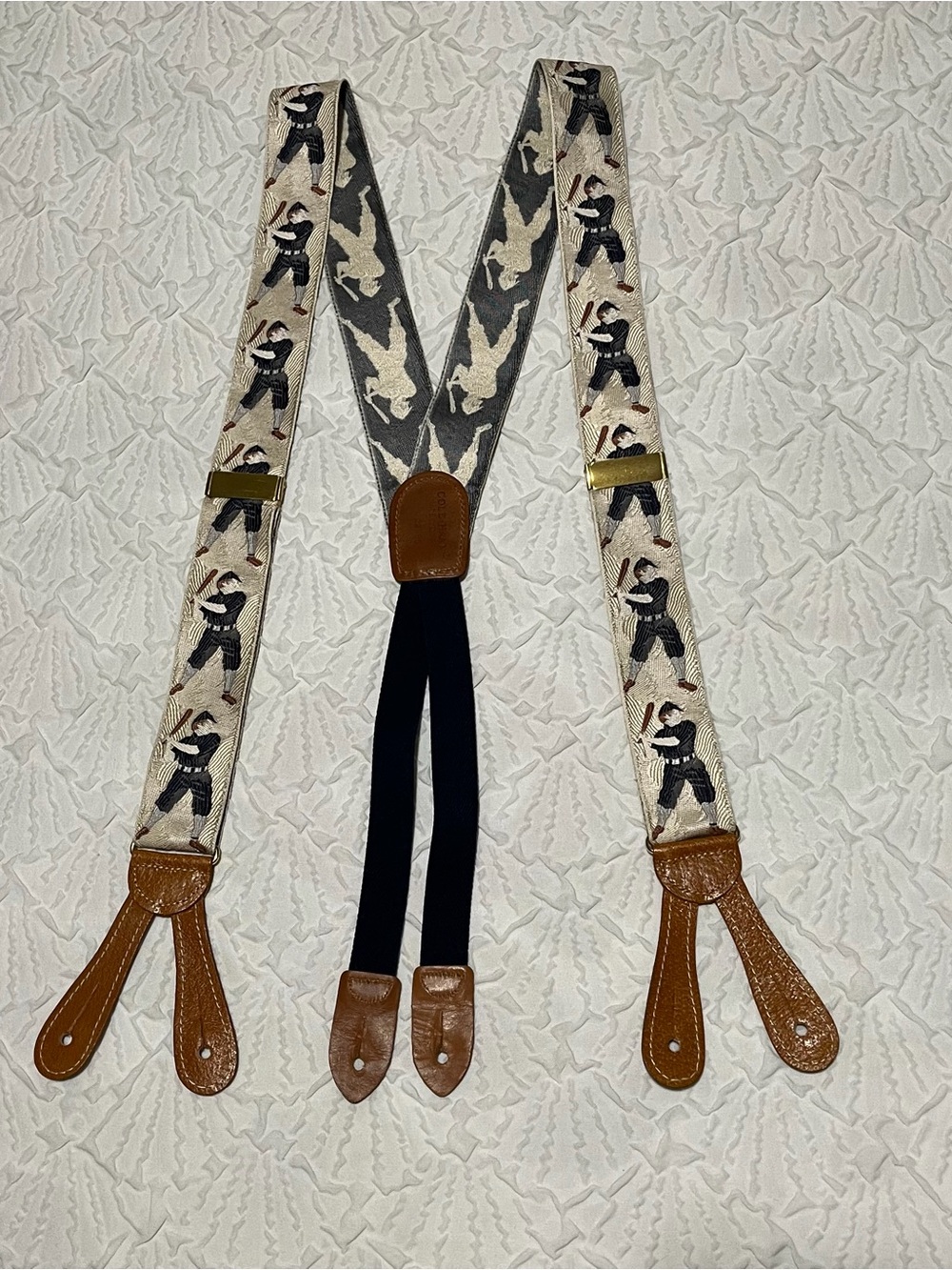 VTG Cole Haan Suspenders Baseball Players Print